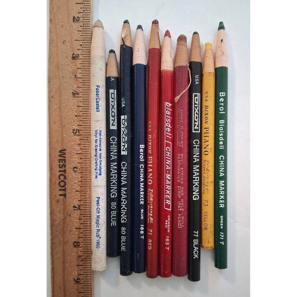 Vintage Faber-Castell Peel-Off Magic Rub 1960 & 9 China Markers Variety Berol